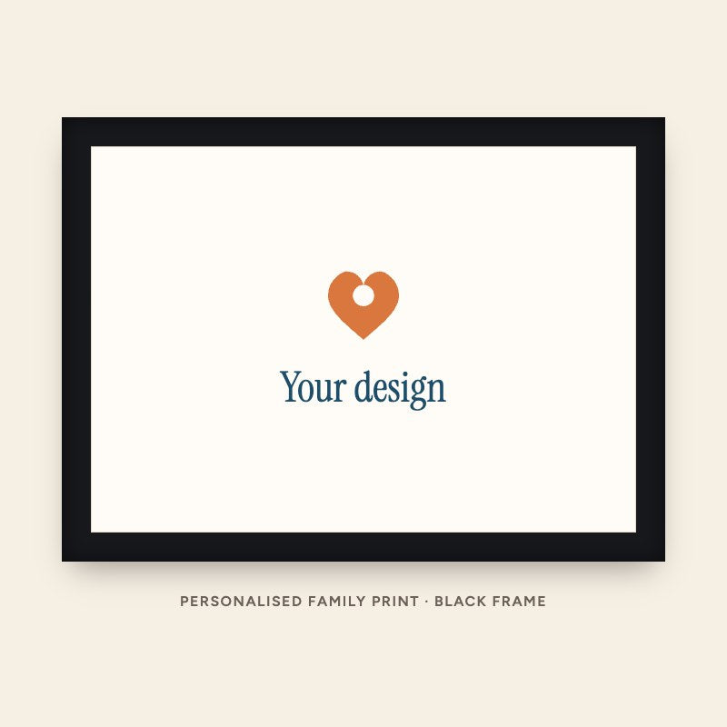Personalised family print, black frame